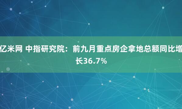 亿米网 中指研究院:前九月重点房企拿地总额同比增长36.7%
