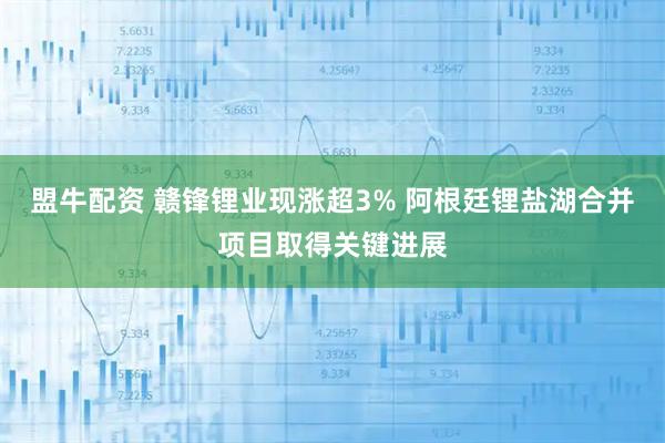 盟牛配资 赣锋锂业现涨超3% 阿根廷锂盐湖合并项目取得关键进展